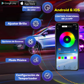 🚗TIRAS DE LUCES LED RGB PARA CHASIS DE CARRO📱