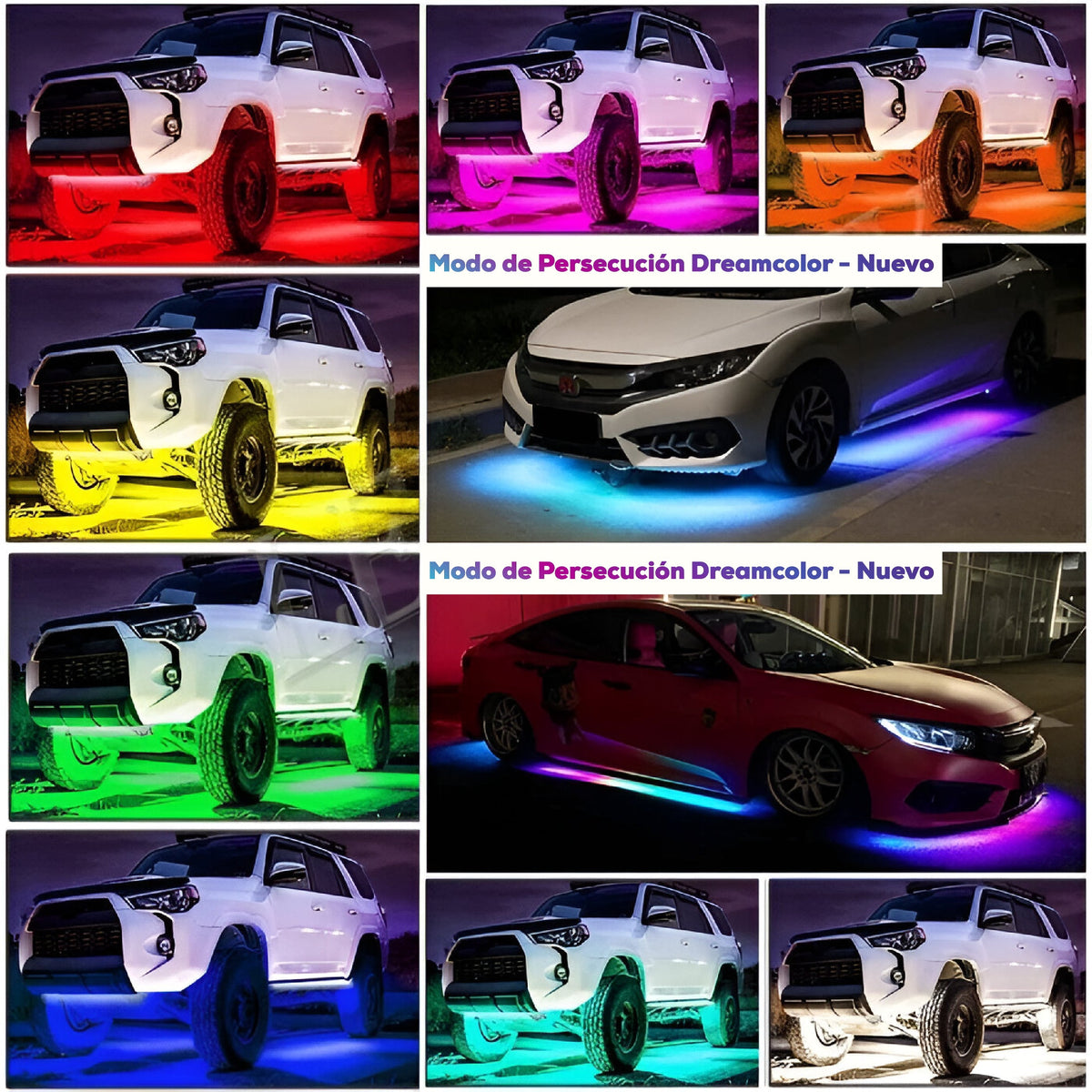 🚗TIRAS DE LUCES LED RGB PARA CHASIS DE CARRO📱